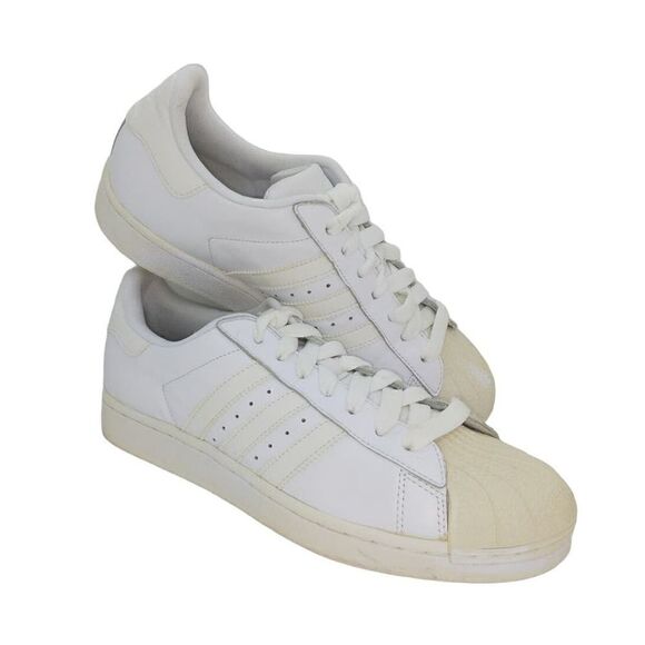 Adidas Super Star II Mens Pre-owned White Leather Sneakers - sz. 8 1/2 - Picture 1 of 6